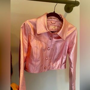 LoveShackFancy Medium Metallic Pink cropped Shacket! worn once- like new!